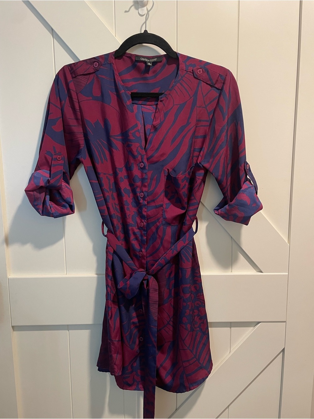 Crimson coast  Purple and Blue Button-Front Shirt Dress